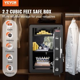 guVEVOR Safe 2.2 Cubic Feet Home Safe Steel for Cash Gold 15.75x13x23.6 inch