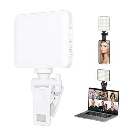 CN,Rechargeable Selfie Light, Clip Fill Light For Phone Laptop Tablet Portable Light For Video Conference Live Streaming Zoom Call Makeup Picture Whit (Color: White)