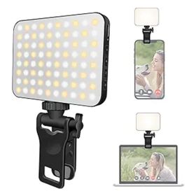 CN,Rechargeable Selfie Light, Clip Fill Light For Phone Laptop Tablet Portable Light For Video Conference Live Streaming Zoom Call Makeup Picture Whit (Color: Black)