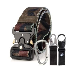 3.8cm Tactical belt Men's military fan Tactical belt Multi functional nylon outdoor training belt Logo can be ordered (Colour: Classic camouflage+three piece set)