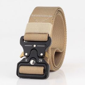 3.8cm Tactical belt Men's military fan Tactical belt Multi functional nylon outdoor training belt Logo can be ordered (Colour: Khaki)