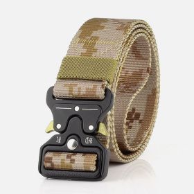 3.8cm Tactical belt Men's military fan Tactical belt Multi functional nylon outdoor training belt Logo can be ordered (Colour: Camo Sand)
