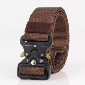 3.8cm Tactical belt Men's military fan Tactical belt Multi functional nylon outdoor training belt Logo can be ordered (Colour: coffee)