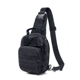 Men Backpack Tactical Sling Bag Chest Shoulder Body Molle Day Pack Pouch (Colour: black)