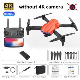 new K3 drone 4K HD dual camera foldable height keeps drone WiFi FPV 1080p real-time transmission RC Quadcopter toy PK sg906 pro (Ships From: China, Color: orange No camera)