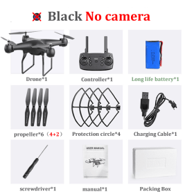 H12 RC Drone FPV Quadcopter UAV with ESC Camera 4K Profesional Wide-Angle Aerial Photography Long Life Remote Control Helicopter (Color: No camera Black)