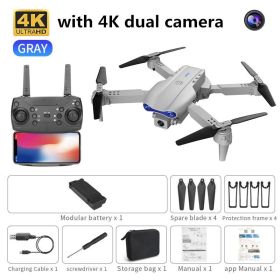new K3 drone 4K HD dual camera foldable height keeps drone WiFi FPV 1080p real-time transmission RC Quadcopter toy PK sg906 pro (Ships From: China, Color: grey dual camera)