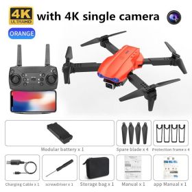 new K3 drone 4K HD dual camera foldable height keeps drone WiFi FPV 1080p real-time transmission RC Quadcopter toy PK sg906 pro (Ships From: China, Color: orange single camera)