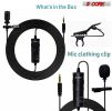 5 Core Professional Omnidirectional Lavalier Microphone 3.5mm Clip-On Lapel Mic for Smartphone DSLR Camera PC Interview Video Camcorders Audio Recorde